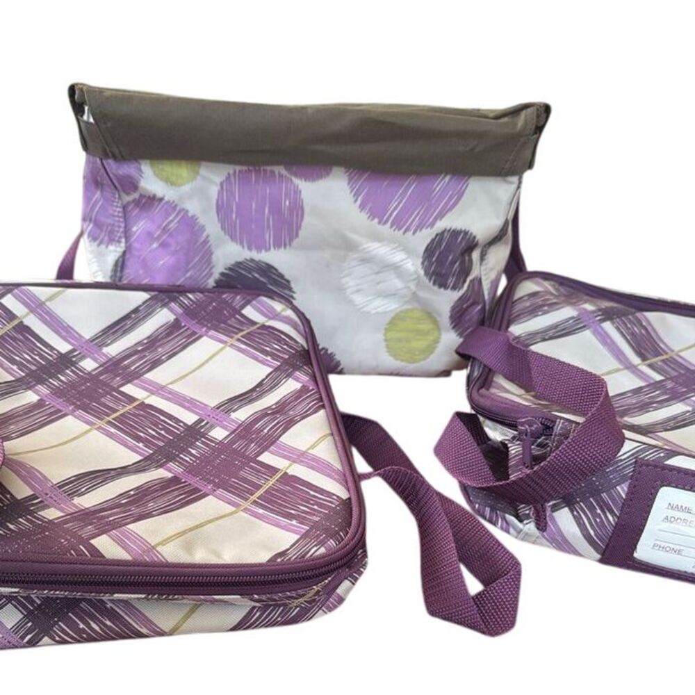 Thirty-One utility tote MD cover‎ & 2 Perfect Potluck Square Thermal Bag PLAID